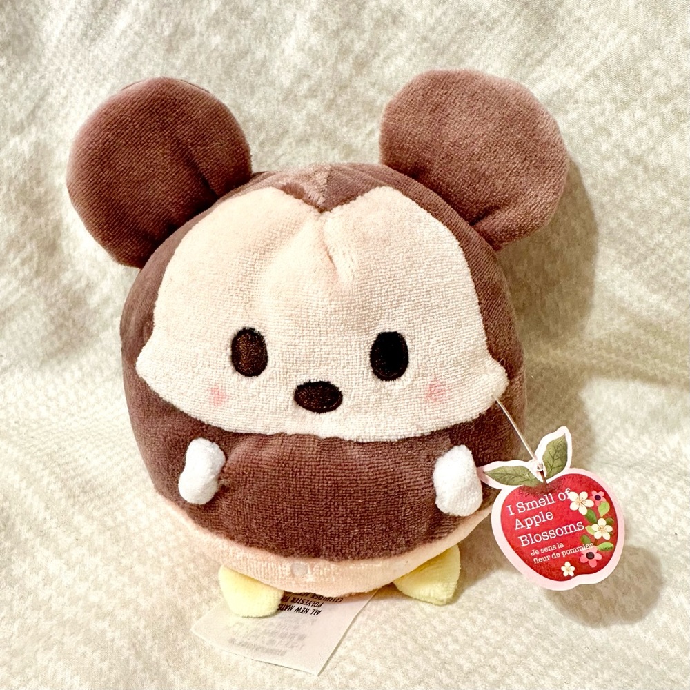 Brand New Disney Store 4” Ufufy Apple Blossom Scented Mickey Mouse Plush Toy